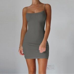 Pull&Bear Slim Grey Spaghetti Strap Mini Dress